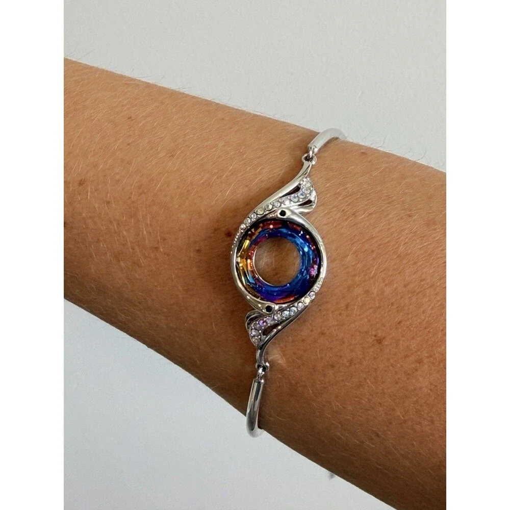 Kate Lynn Rise from the Ashes Phoenix Bracelet with Austrian Crystals Silvertone